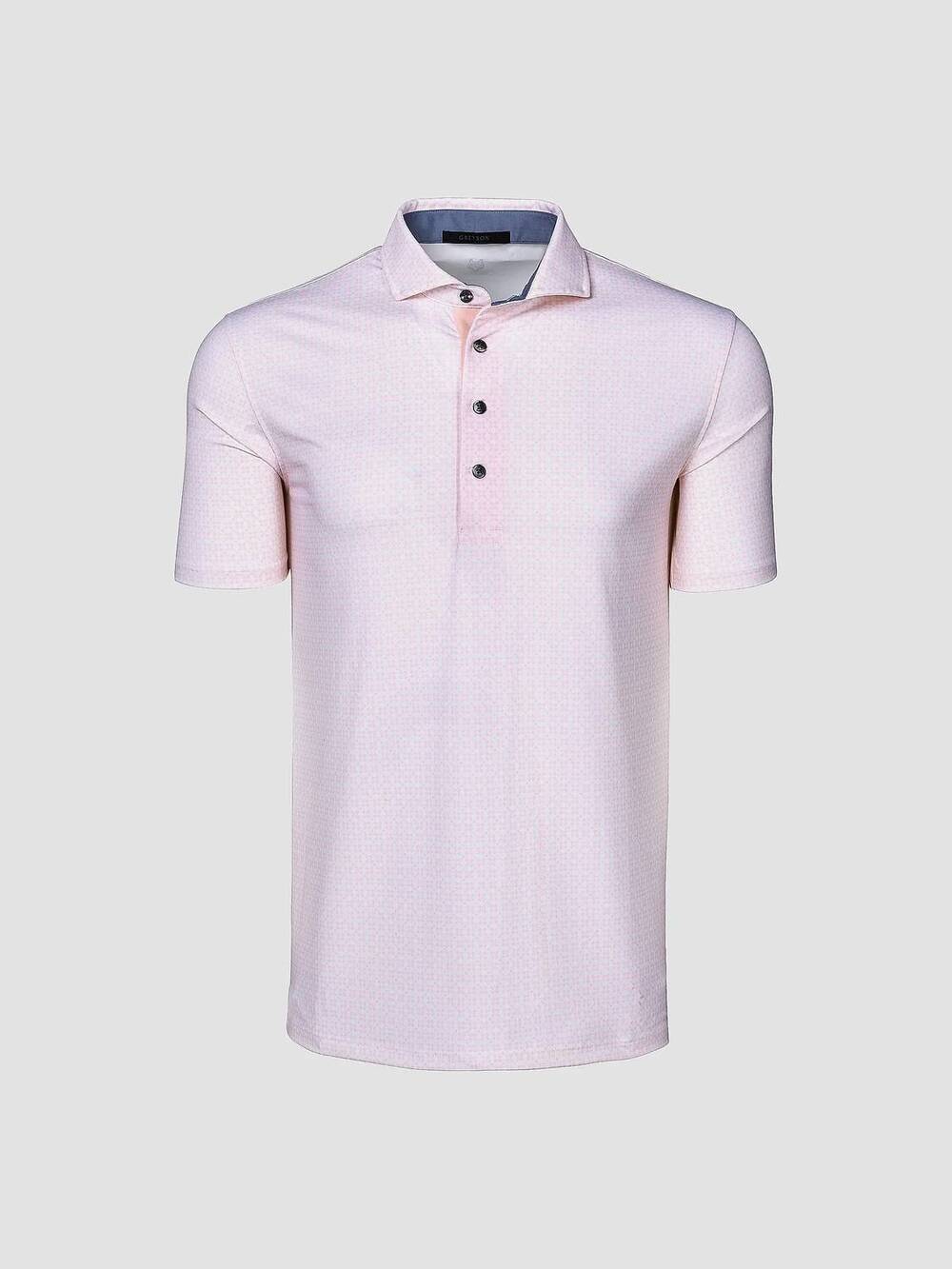NEW GREYSON CLOTHIERS men's ghost thistle short sleeve polo in pink sky